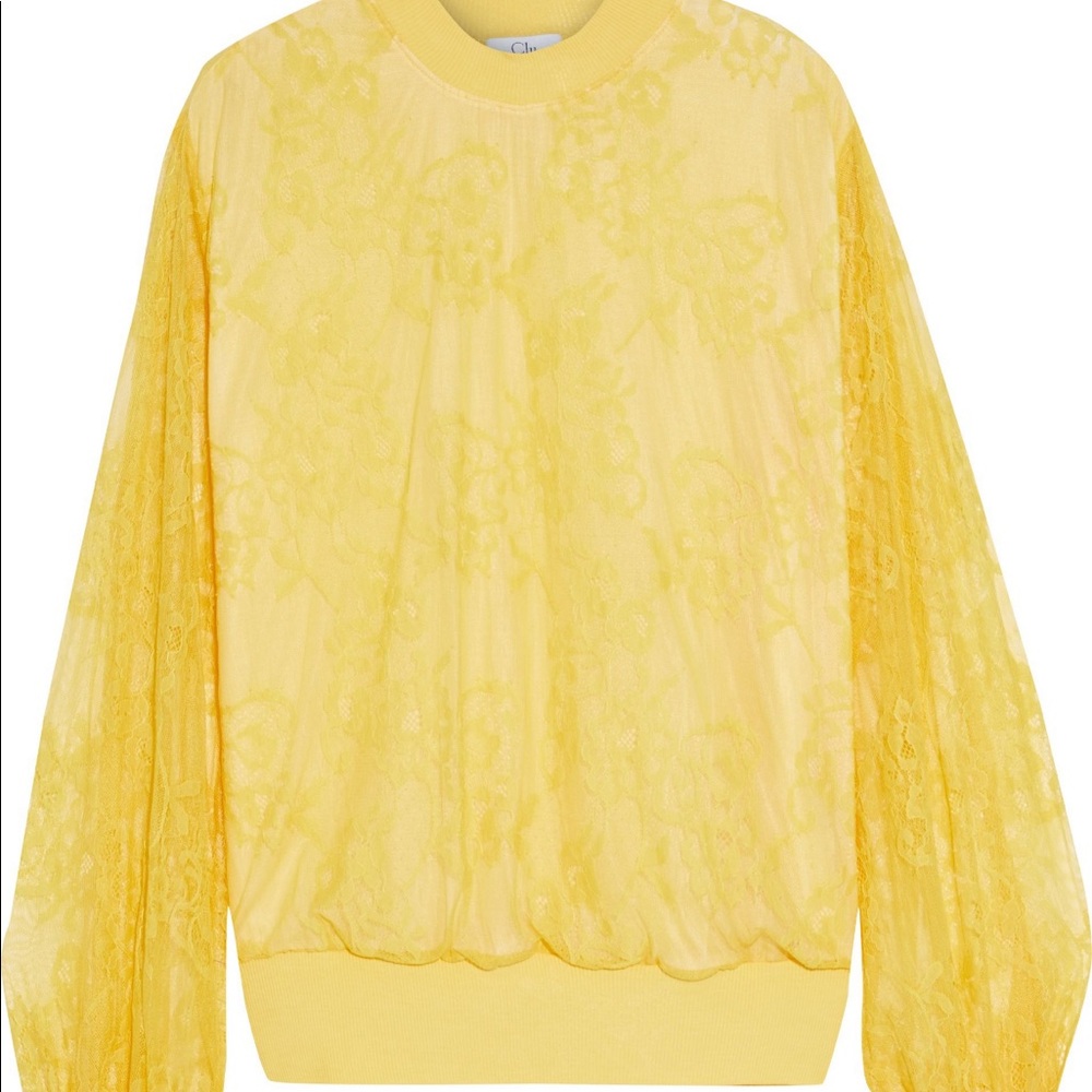 CLU Chantilly lace and French terry sweatshirt